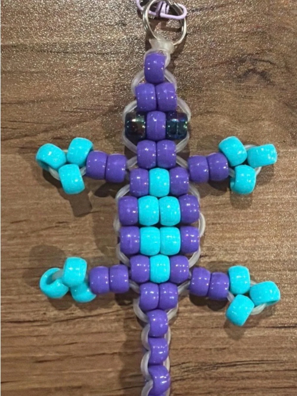 Retro Gecko Keychain Purple and Turquoise Gecko Lizard for Kids and Adults